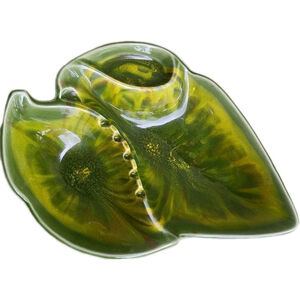 Vintage California Pottery Green Leaf Ashtray USA Large